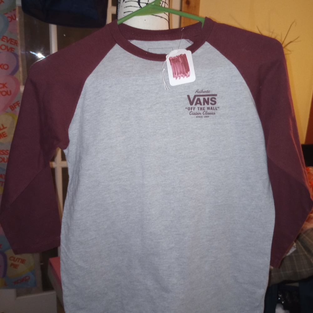 Vans Gray and Maroon Raglan Shirt